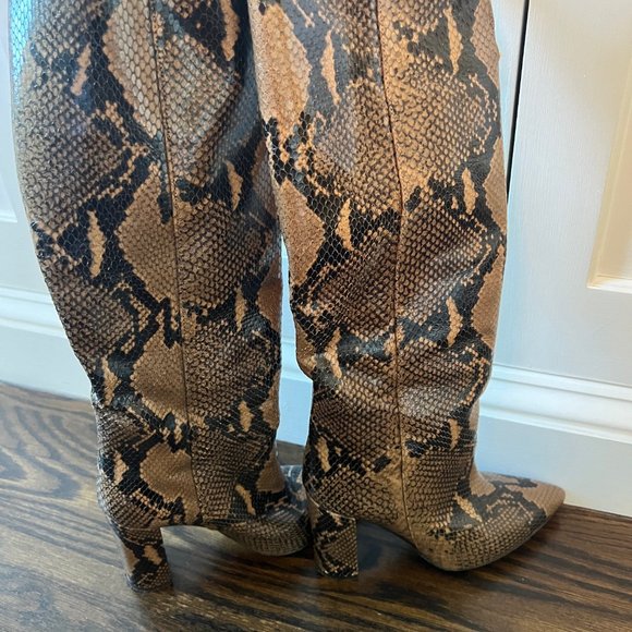 PARIS TEXAS Snake-Effect Leather Block Heel Boot SIZE 36.5 / US 36.5 - Picture 3 of 3